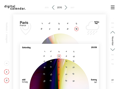 Digital Calendar art calendar clean concept filter gradient landing minimal shape ui ux web