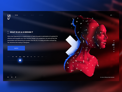 Landing Page art blue colors face girl graphic landing onepage red ui ux web