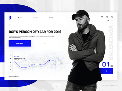 Demna Gvasalia Site Concept art blue fashion glow landing map onepage shop typo ui ux web