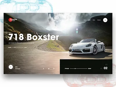 Porsche 718 car category landing onepage porsche redesign shop slider store ui ux web