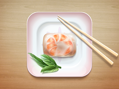 Spring Roll chinese icon ios plate roll shrimp spring sticks vector