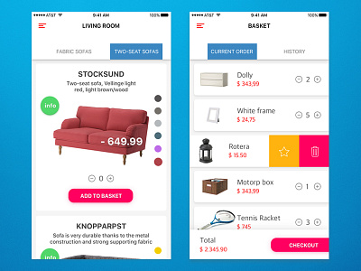 Sofa / Basket app basket card e shop form ikea java mobile ruby sofa ui ux