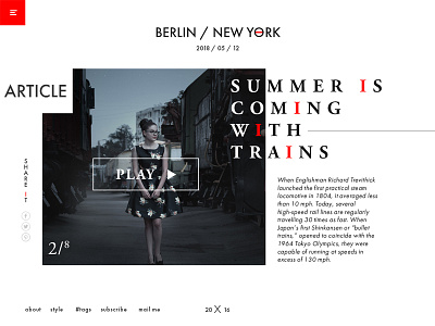 Summer Train art black blog photos red summer train travel ui ux women