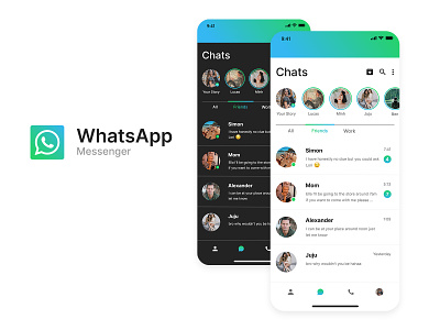 WhatsApp Messenger Redesign branding graphic design logo ui ux