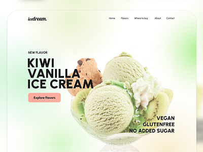 Hero Section for a fictional ice cream company branding design homepage ice cream design ui ui design uiux web design webdesign webseite website