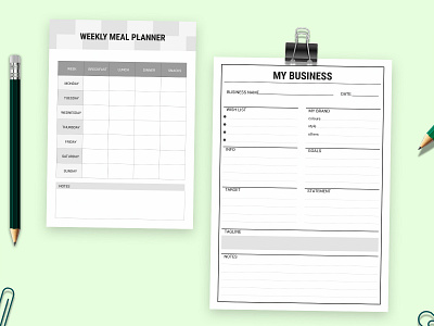 My Business And Weekly Meal Planner. organizer