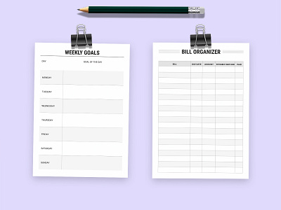 WEEKLY GOALS AND BILL ORGANIZER