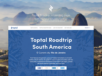 Toptal Roadtrip South America 2016 landing page roadtrip south america toptal web website