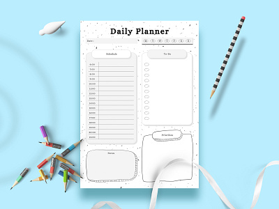 Daily Planner Template business planner clean colorful daily daily planner design editable minimal notes planner schedule todo list weekly