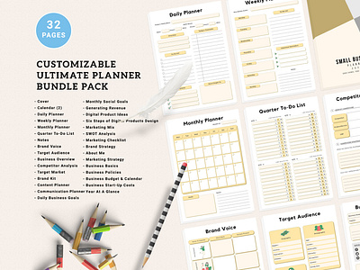 Planner Bundle Pack brand strategy brand voice business overview business planner business policies clean daily daily planner debit tracker design habit tarcker happy planner marketing strategy minimal monthly quarter to do list weekly weekly goals weekly planner yearly planner