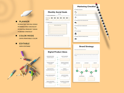 Planner Template a4 business planner clean daily editable goals graphic design happy planner minimal motion graphics planner schedule simple