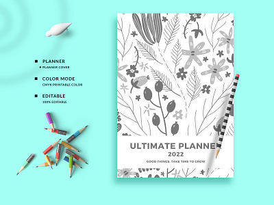 Planner Cover Template business planner clean daily design editable graphic design happy planner interface minimal motion graphics
