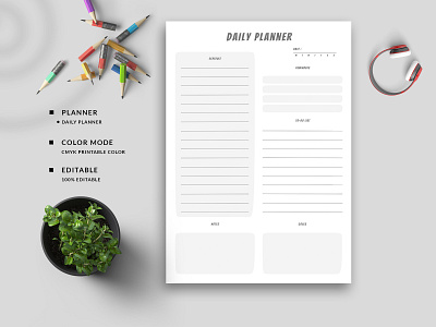 Daily Planner Template animation business planner clean daily design dribbblers editable graphic design happy planner minimal ui