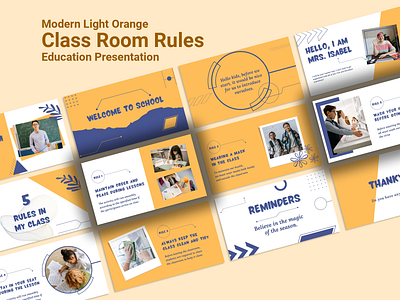 Modern Light Orange Class Room Rules animation class