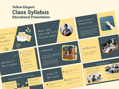 Yellow Elegant Class Syllabus Educational Presentation course