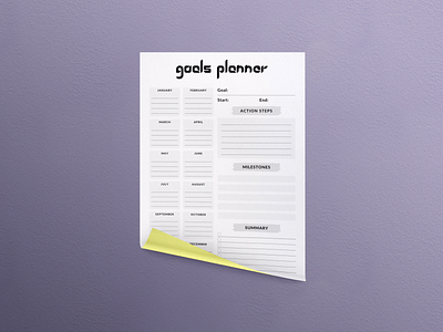 Goals Planner Template organiser