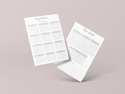 Project Vision and Vision Board Planner Template Sheet