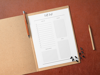 Gift List Planner Sheet digital planner