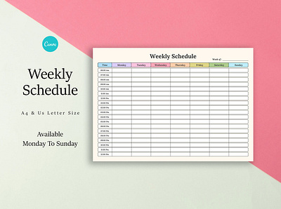 Weekly Schedule Template Sheet goodnotes