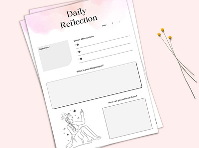 Daily Reflection Planner Template business planner clean daily design editable graphic design happy planner illustration logo minimal ui