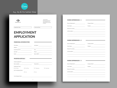 Employment Application Template microsoft word files