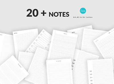 Notes Template clean daily design digital notes editable happy planner logo minimal notes notes template paper student notes ui