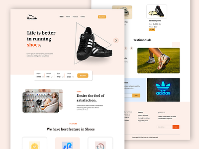 Shoes Landing Page design graphic design illustration shoes web web ui