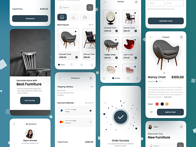 Furniture Mobile App UI adobe portfolio app art design furnichure app furniture graphic design illustration ui ux web ui