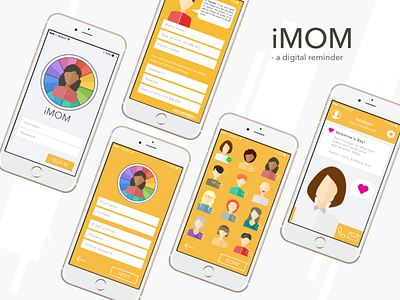iMOM app avatar design flat logo mom mum ui ux vector yellow