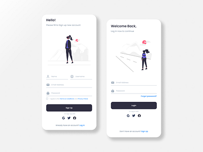 Sign-Up and Login Screen app design login signup ui uiuxdesign