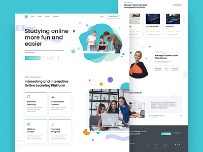 STUDIAWITHME - Education Web | Landing Page clean courses design education online learning ui uiuxdesign web design