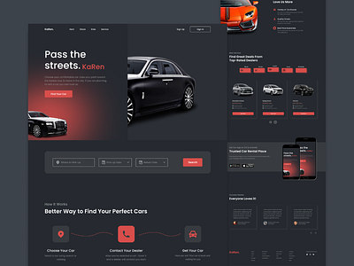 KaRen - Rental Car || Landing Page car car landing page design figma landing page rental rental app renting a car ui uiuxdesign vehicle rent web design