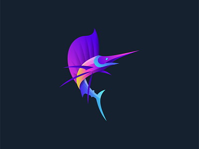 Sailfish colorful fish gradient logo sailfish vector