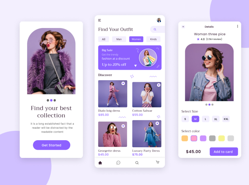 Fashion mobile app design by Nur Hasan on Dribbble