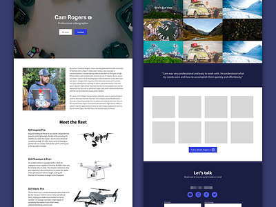 Cam Rogers Filmmaker - website drone film filmmaker landing page mockup sketch video web design web development website website design