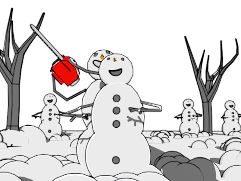 Snowman with a chainsaw after effects animation calvinhobbes chainsaw christmas cinema 4d illustration inspiration motion graphics snowman