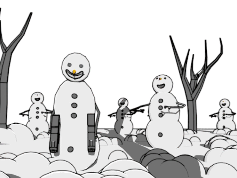 Snowman with a gun after effects animation calvinhobbes christmas cinema 4d design gif illustration motion graphics snow man