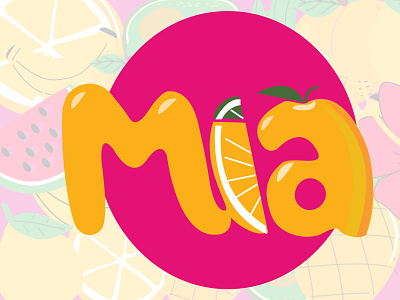 mia fruit drink logo graphic design logo typography