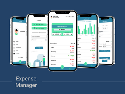 Expense Manager App app branding design figma illustration ui ux vector