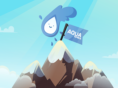 Aquick blue character character design flag illustration mountains vector water water drop