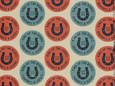 Brand pattern - King of the Rodeo animation badge logo branding colour palette design graphic design horseshoe illustration logo mockup motion graphics mrmockup pattern stamp texture true grit typography vector
