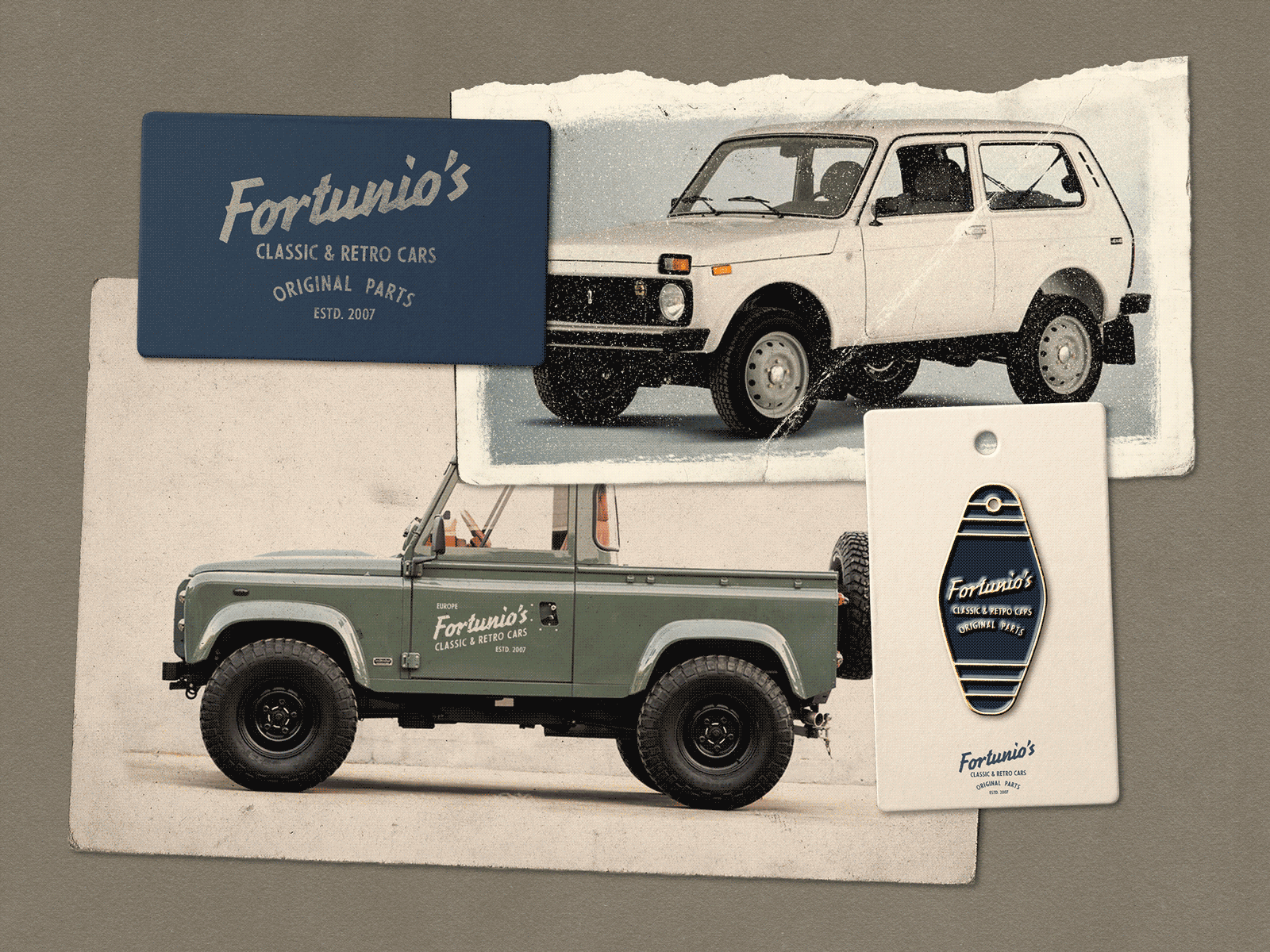 Fortunio's Classic & Retro Cars animation branding car collector classic cars colour palette defender design garage gif graphic design illustration logo mechanic motion graphics old cars photoshop retro cars stop motion typography vector