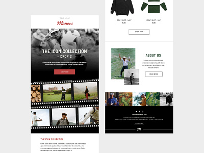 Manors Golf - Email Campaigns branding clean clothing clothing brand email email campaign email design email marketing golf golf brand logo designer minimal newsletter product typography