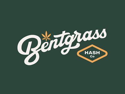 Bentgrass Hash Co. branding cannabis design golf green hash lettering design logotype simple sport typography yellow