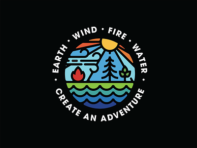 Earth, Wind, Fire, Water badge badge earth fire logo logo designer simplicity thick lines water wing