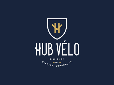 Hub Velo - logo v1 bike shop branding fixie graphic design logo logo designer logomark logos london bike shop monogram typography velodrome