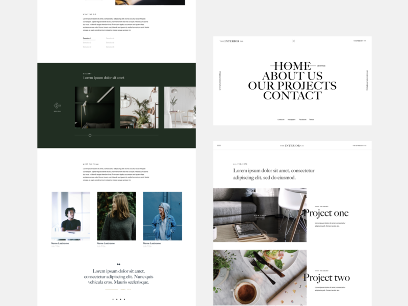 The Interior Co. Template Design clean graphic design interiors minimalist navigation photography template template builder typography ui uidesign