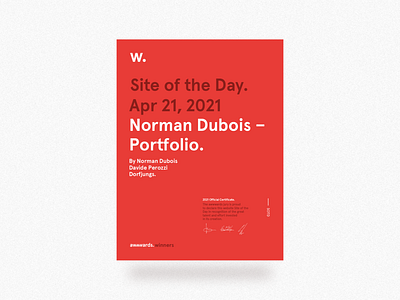 Site of the Day at Awwwards for my Portfolio