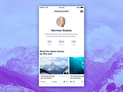 User Profile IOS - UI Challenge #06 daily ui ios iphone magazine profile stories ui design user user profile