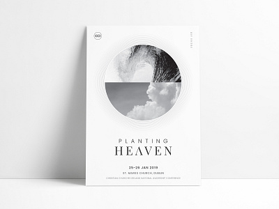Planting Heaven Conference Poster artwork black and white branding christianity church clean conference design dublin faith flyer graphic design ireland logo poster